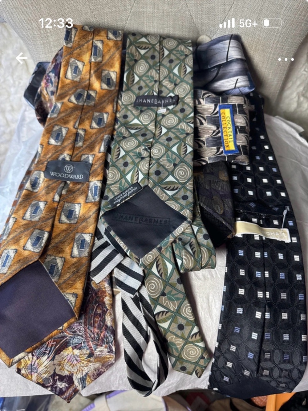 Michael Kors Green Patterned Silk Tie - Geometric Motif bundle of six